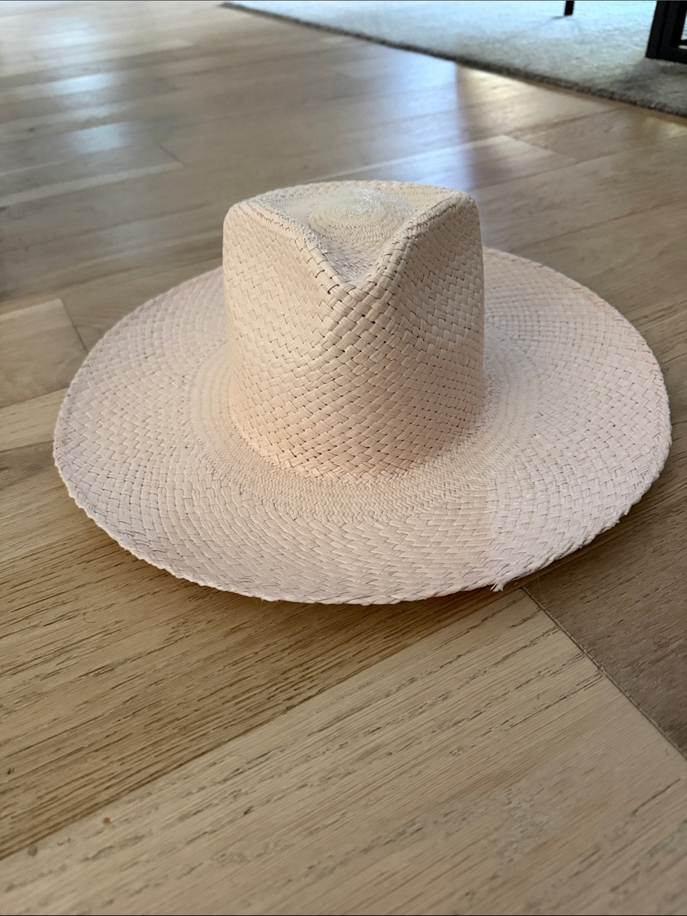 Sissy Light woven Wide-Brim Straw Fedora Hat in Blush Pink size medium